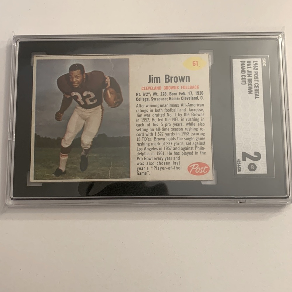 Rare 1962 Post Cereal Jim Brown #61 SGC 2